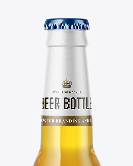 Clear Glass Lager Beer Bottle Mockup