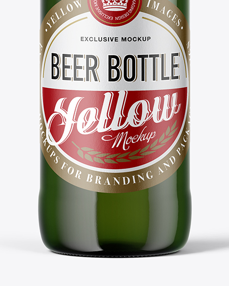 Green Glass Beer Bottle Mockup