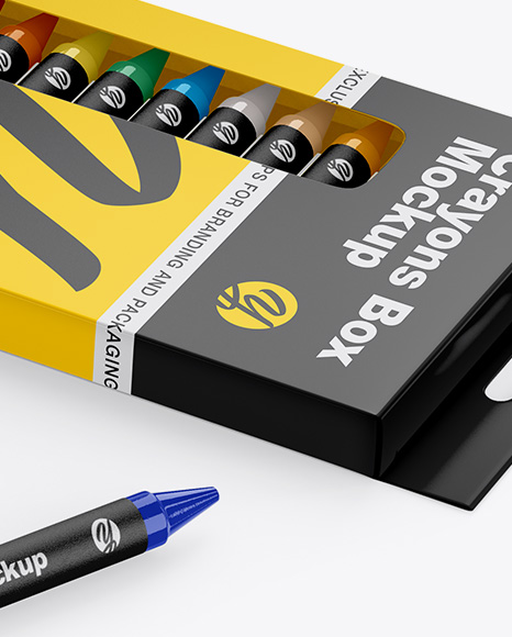 Box w/ Crayons Mockup