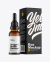 Frosted Amber Dropper Bottle w/ Box Mockup Frosted Amber Dropper Bottle w/ Box Mockup