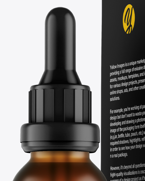 Frosted Amber Dropper Bottle w/ Box Mockup Frosted Amber Dropper Bottle w/ Box Mockup
