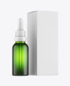 Frosted Green Glass Dropper Bottle w/ Box Mockup