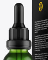 Frosted Green Glass Dropper Bottle w/ Box Mockup