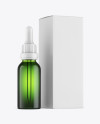 Green Glass Dropper Bottle w/ Box Mockup Green Glass Dropper Bottle w/ Box Mockup