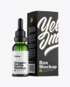Green Glass Dropper Bottle w/ Box Mockup Green Glass Dropper Bottle w/ Box Mockup