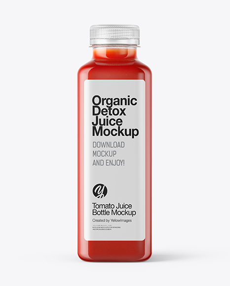 Square Tomato Juice Bottle Mockup