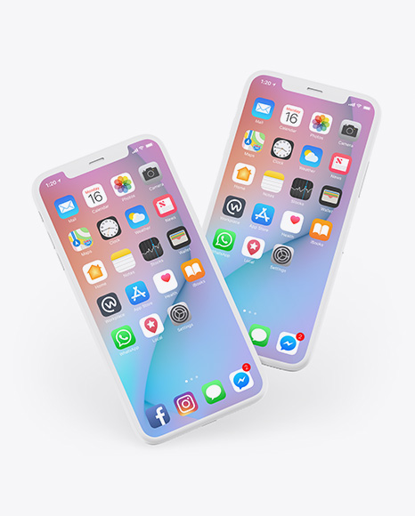 Two Clay Apple iPhones X Mockup