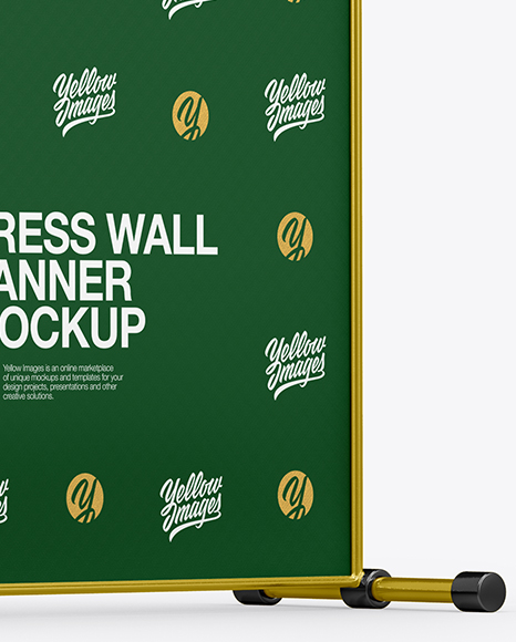 Press Wall Banner with Metallic Frame Mockup