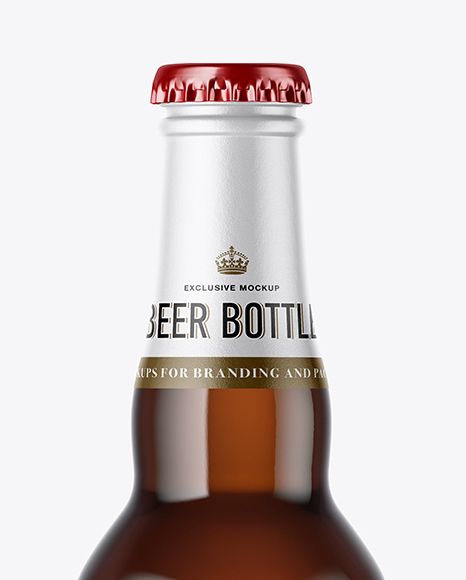 Amber Glass Beer Bottle Mockup