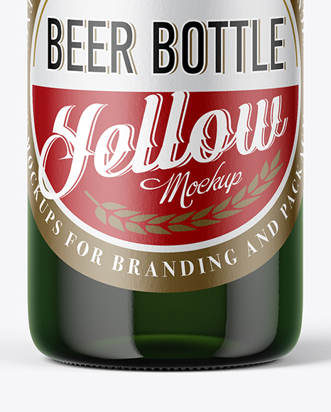 Green Glass Beer Bottle Mockup