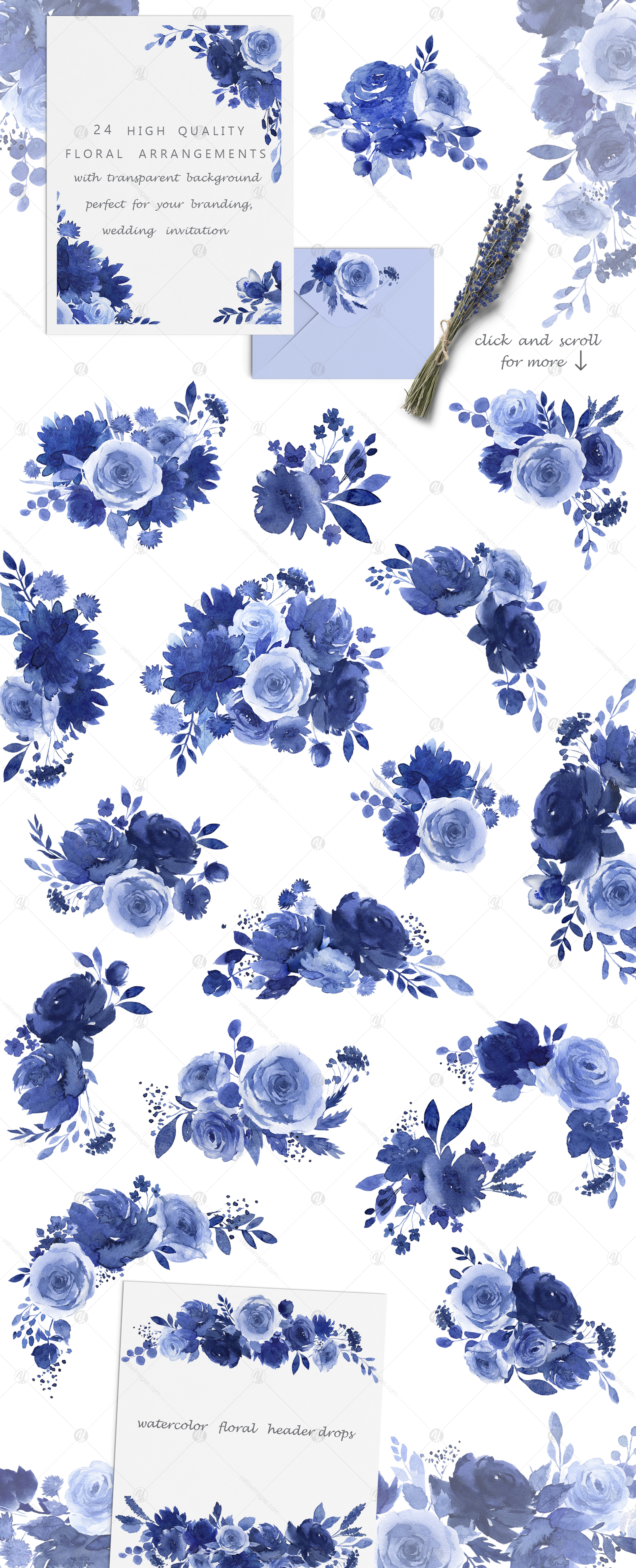 Watercolor Blue Flower Collection