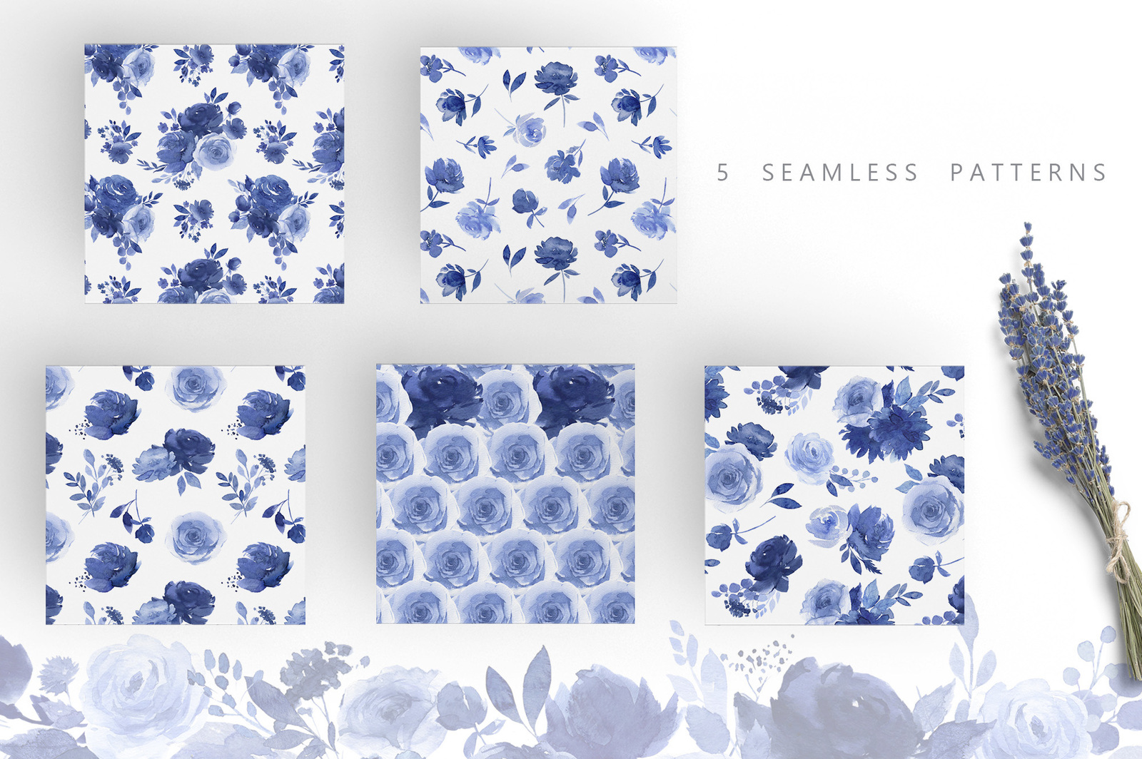 Watercolor Blue Flower Collection