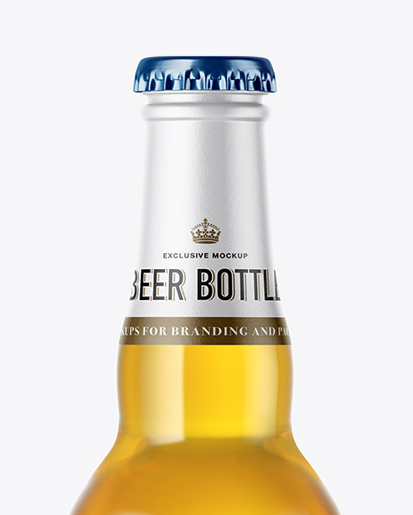 Clear Glass Lager Beer Bottle Mockup