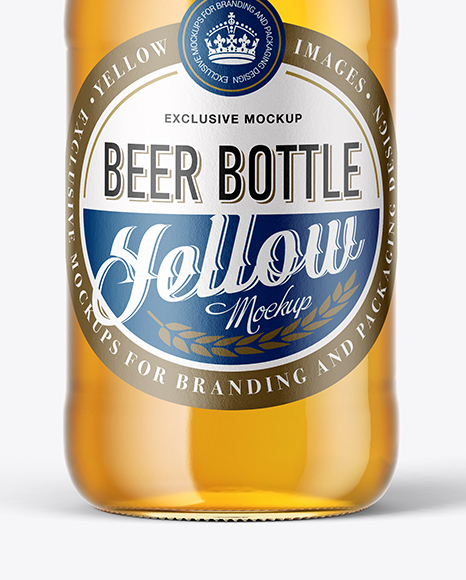 Clear Glass Lager Beer Bottle Mockup