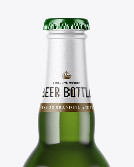 Green Glass Beer Bottle Mockup