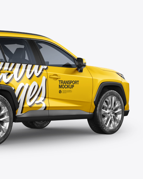 Compact Crossover SUV Mockup - Back Half Side View