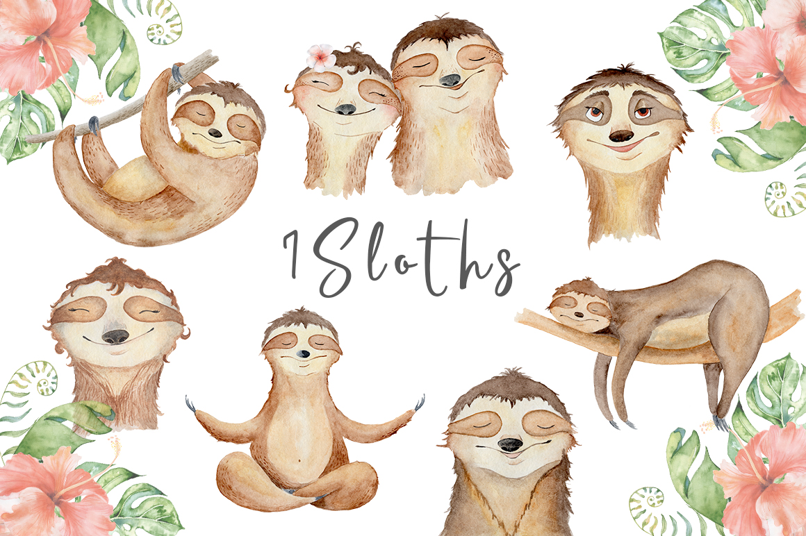 Lovely Sloths Watercolor set