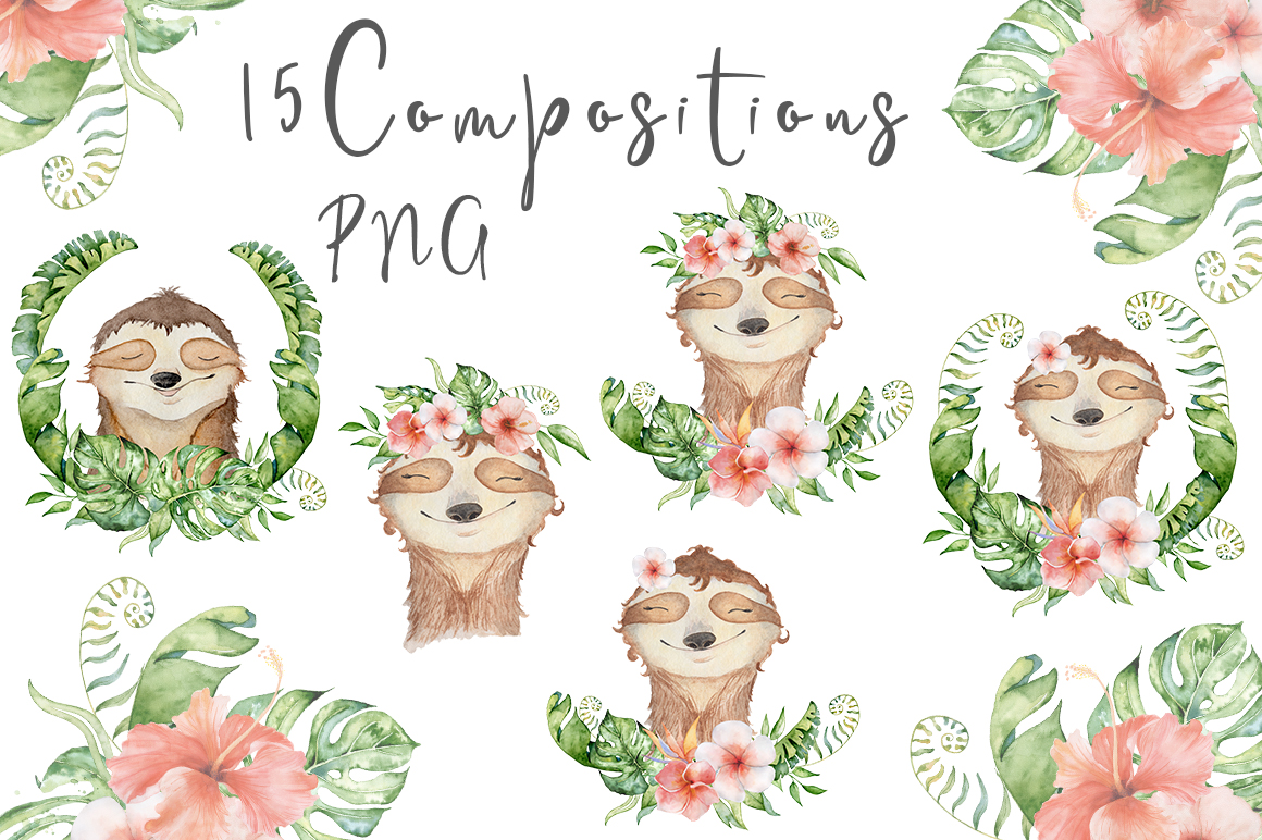 Lovely Sloths Watercolor set