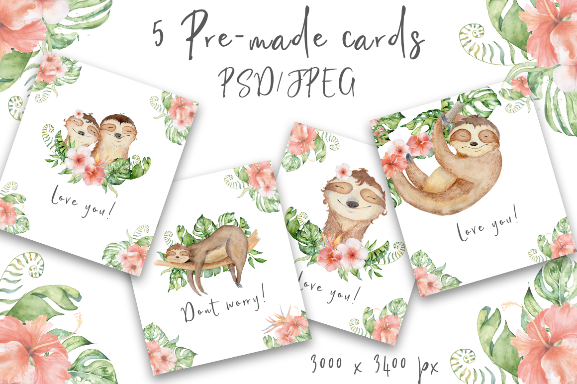 Lovely Sloths Watercolor set