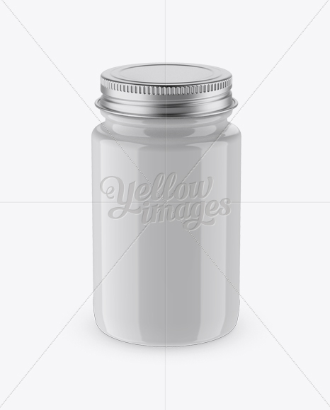 Glossy Pill Bottle With Metal Cap Mockup - High-Angle Shot