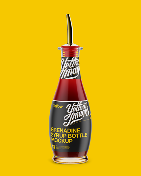 Grenadine Syrup Glass Bottle Mockup