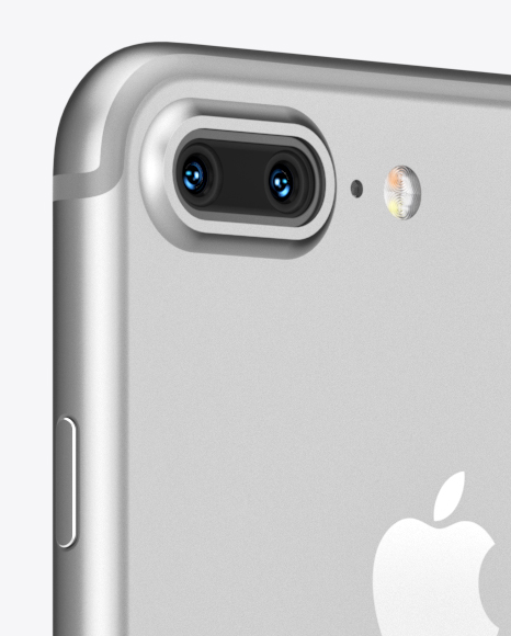 Apple iPhone 7 Plus Silver Mockup - Front & Back Halfside Views