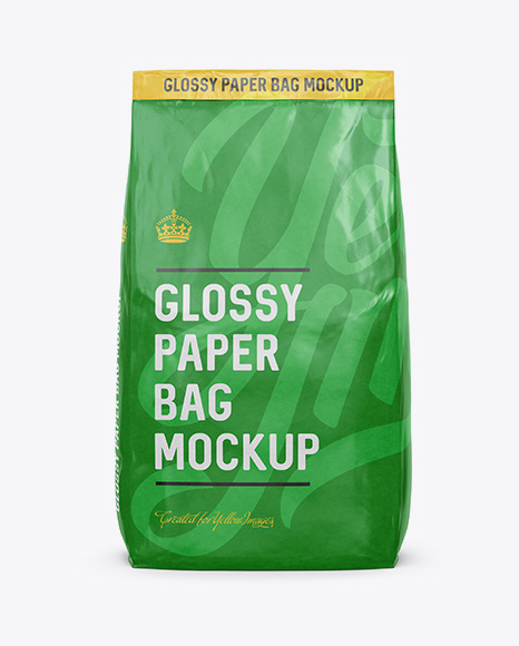 Glossy Paper Bag Mockup - Front View