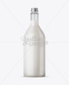 1L Clear Glass Bottle w/ Milk Mockup