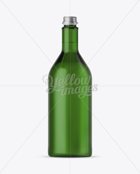 1L Green Glass Bottle Mockup