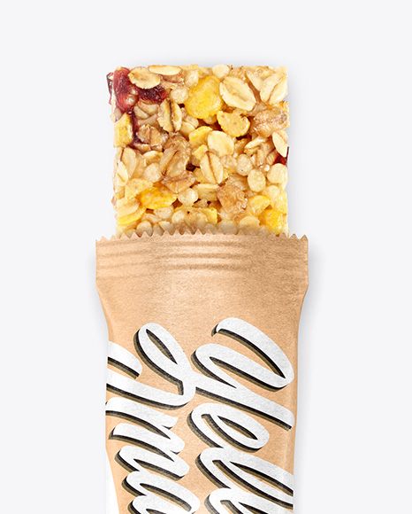 Opened Kraft Snack Bar Mockup