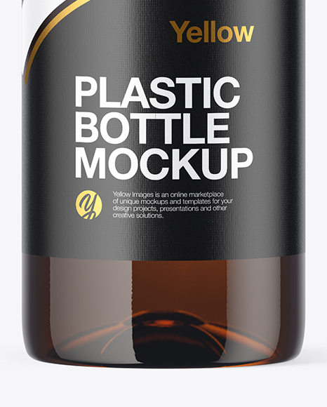 Amber PET Bottle with Water Mockup Amber PET Bottle with Water Mockup
