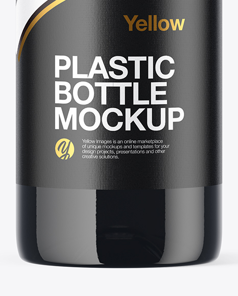 Clear PET Bottle with Black Water Mockup