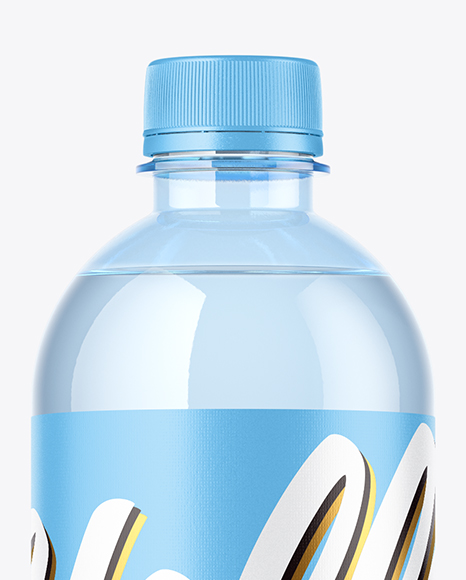 Blue PET Bottle with Water Mockup