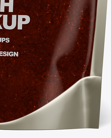 Glossy Transparent Stand-Up Pouch w/ BBQ Sauce Mockup