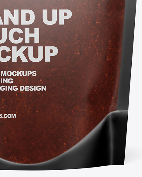 Matte Transparent Stand-Up Pouch w/ BBQ Sauce Mockup