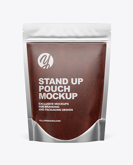 Matte Transparent Stand-Up Pouch w/ BBQ Sauce Mockup