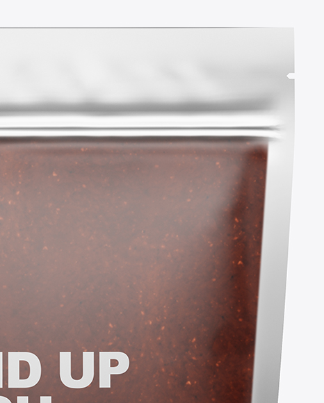 Matte Transparent Stand-Up Pouch w/ BBQ Sauce Mockup