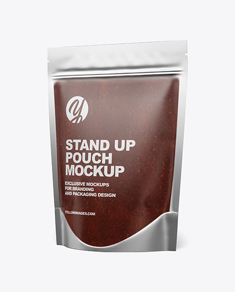 Matte Transparent Stand-Up Pouch w/ BBQ Sauce Mockup