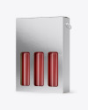 Metallic Rose Wine Bottles Box Mockup - Half Side View