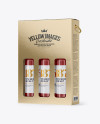 Metallic Rose Wine Bottles Box Mockup - Half Side View