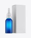 Frosted Blue Glass Dropper Bottle w/ Box Mockup