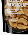 Glossy Transparent Stand-Up Pouch W/ Cashew Nuts Mockup