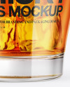 Whisky Glass w/ Ice Cubes Mockup