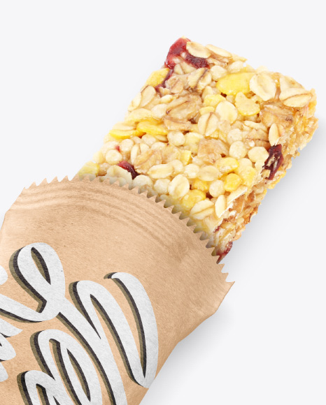 Opened Kraft Snack Bar Mockup