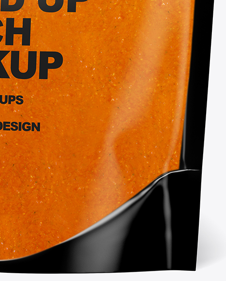 Glossy Transparent Stand-Up Pouch w/ Curry Sauce Mockup