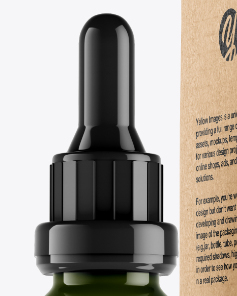 Glossy Dropper Bottle w/ Kraft Box Mockup