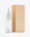 Clear Glass Dropper Bottle w/ Kraft Box Mockup