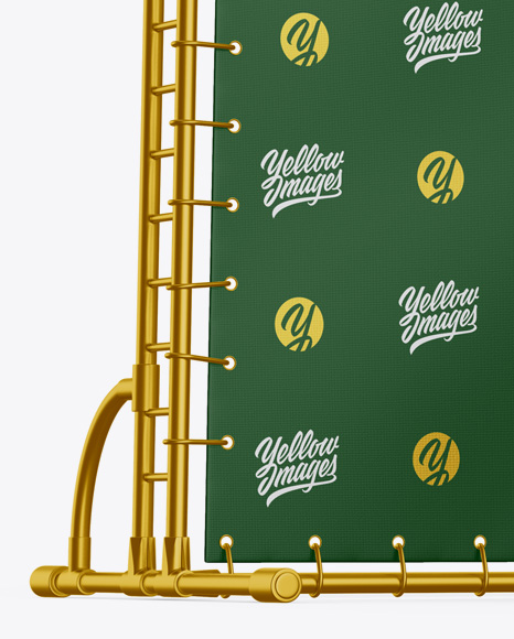 Press Wall Banner w/ Metallic Frame Mockup