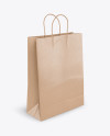 Kraft Glossy Shopping Bag with Rope Handle Mockup - Halfside View