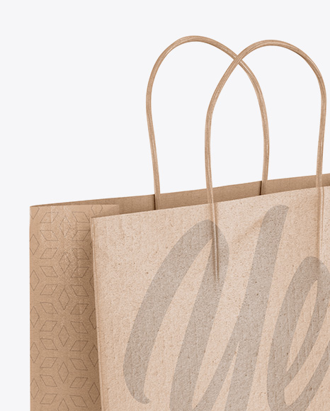 Kraft Glossy Shopping Bag with Rope Handle Mockup - Halfside View